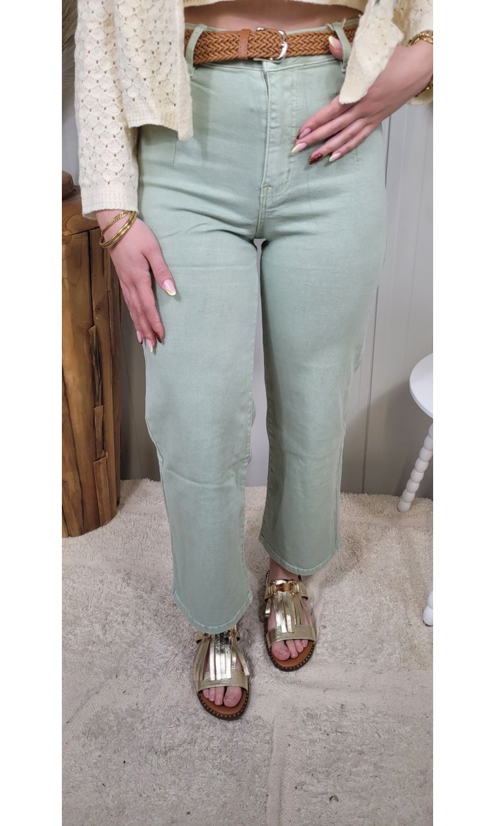 Jeans Angele droit - ceinture offerte – coloris vert, vue 2