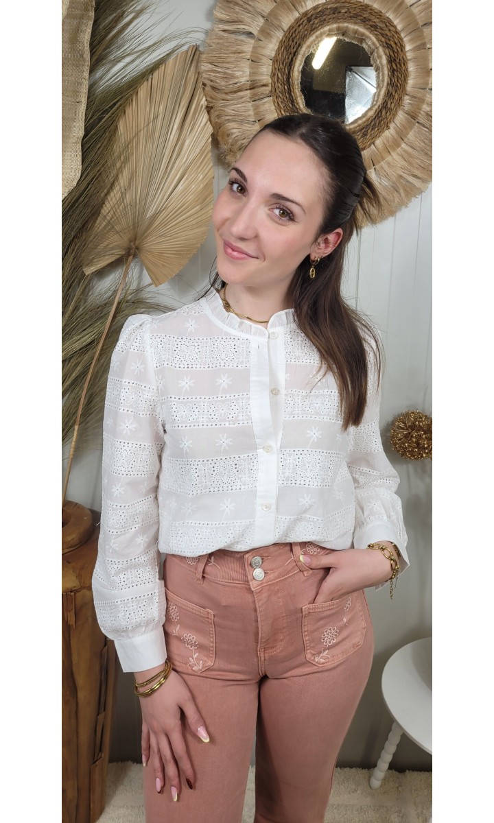 Chemise Aremys dentelle col victorien – coloris multicolore