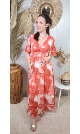 Robe Madeleine empire manches papillon – coloris orange