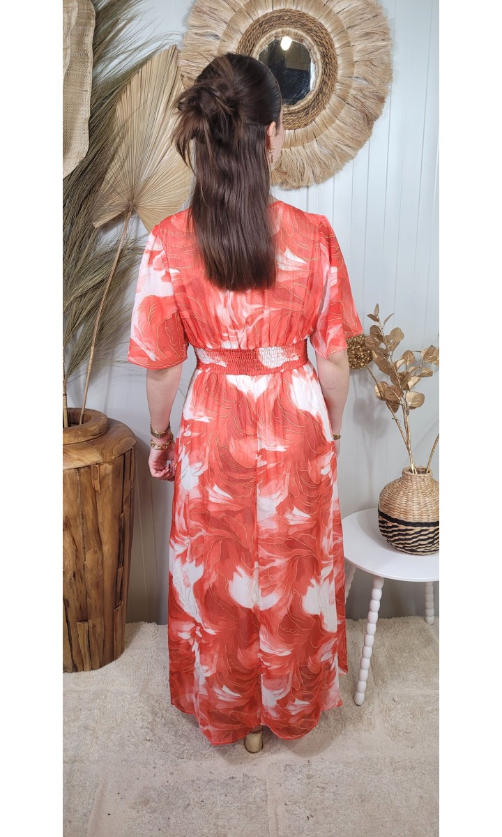 Robe Madeleine empire manches papillon – coloris orange, vue 3