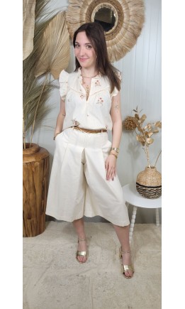 Jupe culotte Corina lin - ceinture offerte – coloris beige
