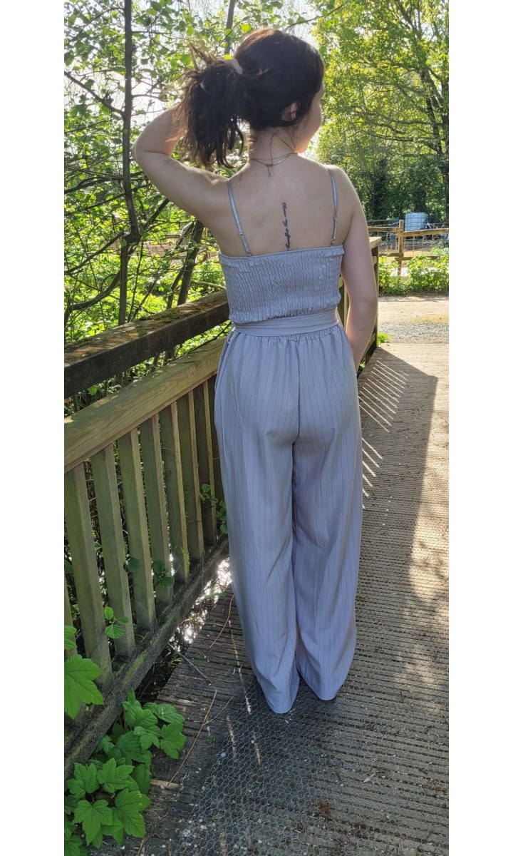 Combinaison Danie bustier rayures tennis – coloris taupe, vue 2