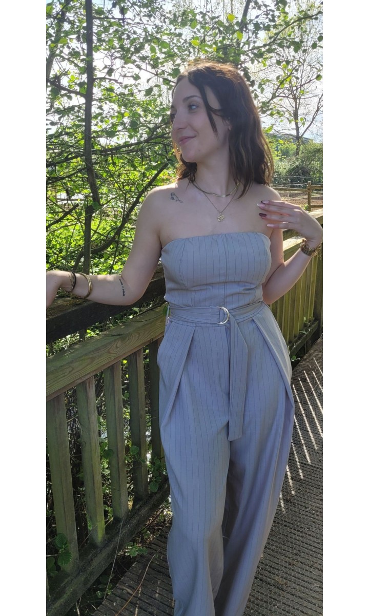 Combinaison Danie bustier rayures tennis – coloris taupe, vue 4