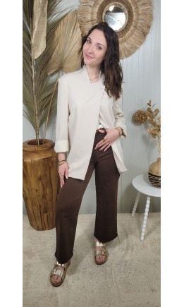 Veste blazer Sonie croisé col officier – coloris beige