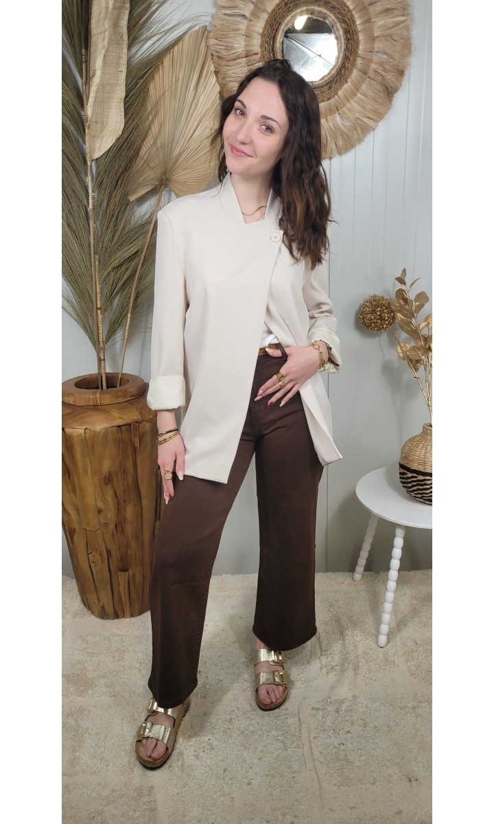 Veste blazer Sonie croisé col officier – coloris beige