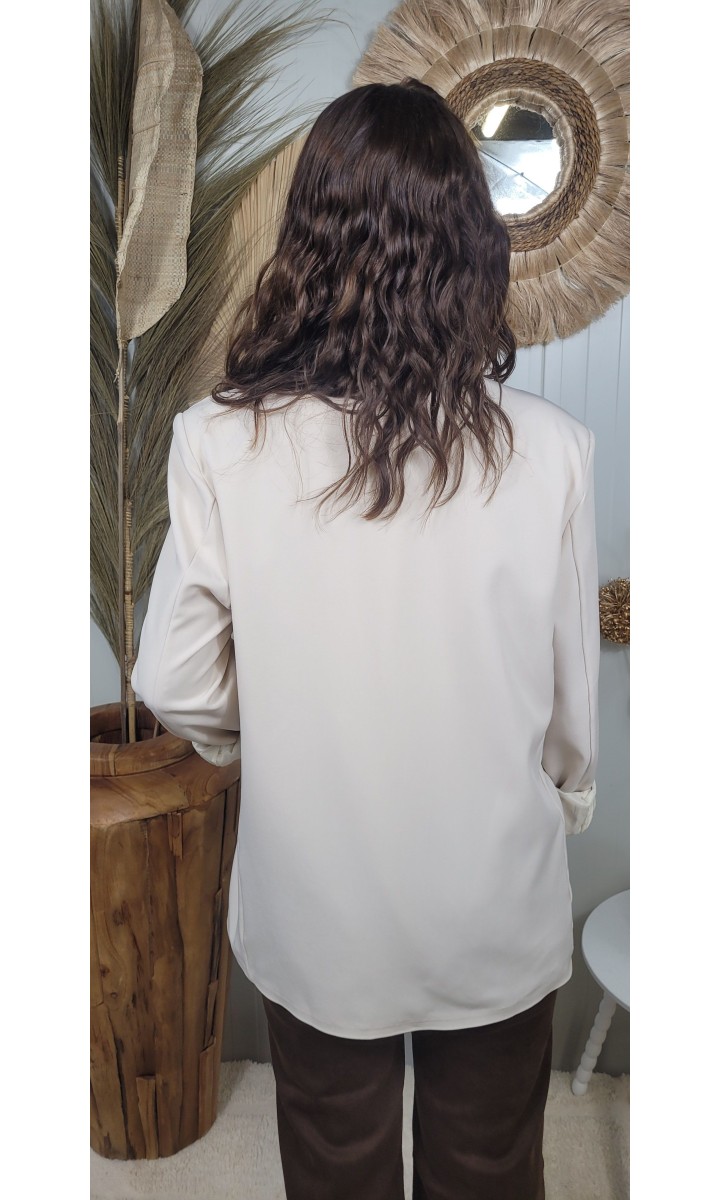 Veste blazer Sonie croisé col officier – coloris beige, vue 3