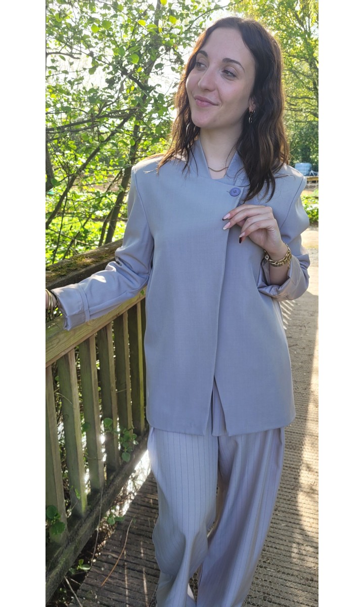 Veste blazer Sonie croisé col officier – coloris taupe, vue 3