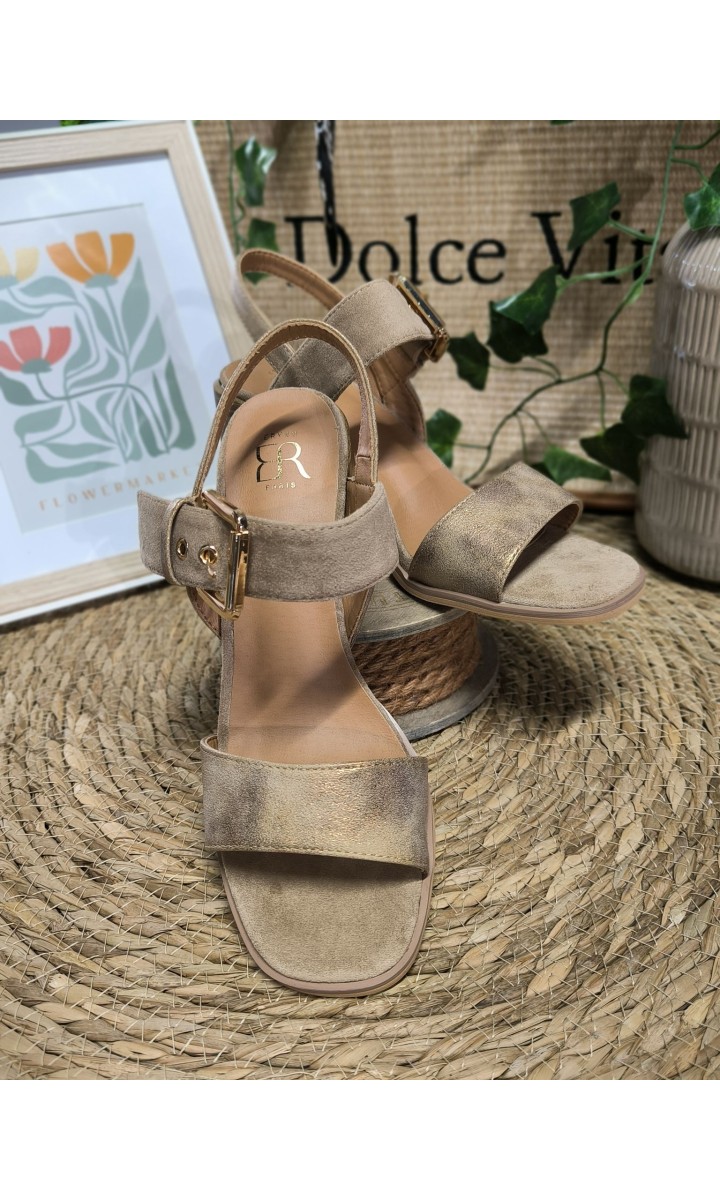 Sandales Lara talon bloc 7 cm – coloris taupe