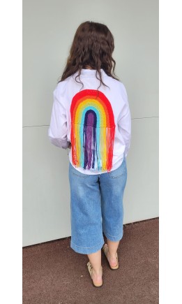 Chemise Arc en Ciel franges dans le dos – coloris blanc