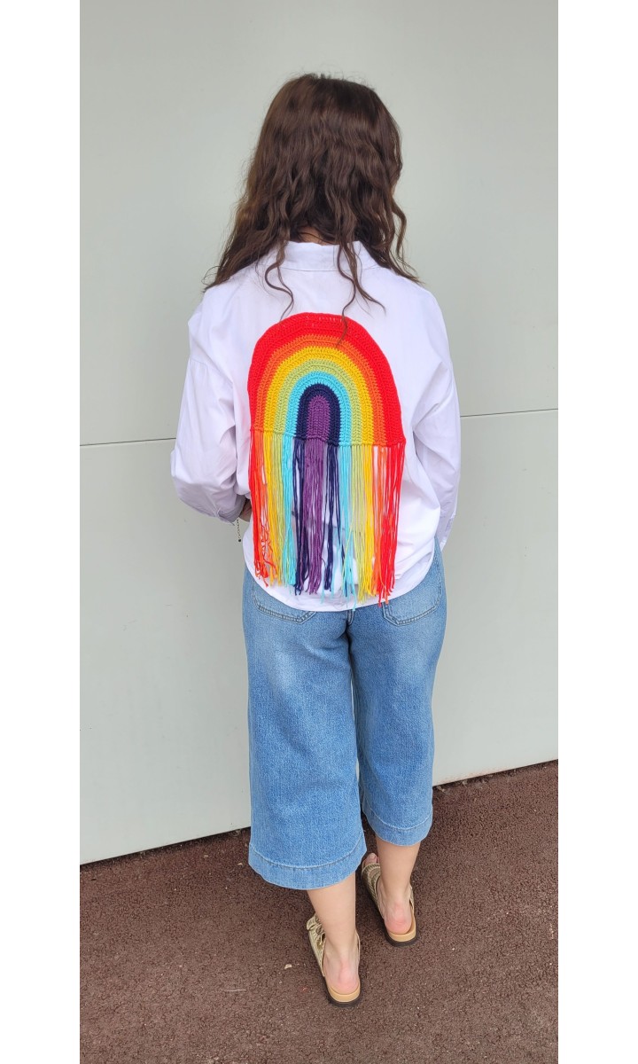 Chemise Arc en Ciel franges dans le dos – coloris blanc