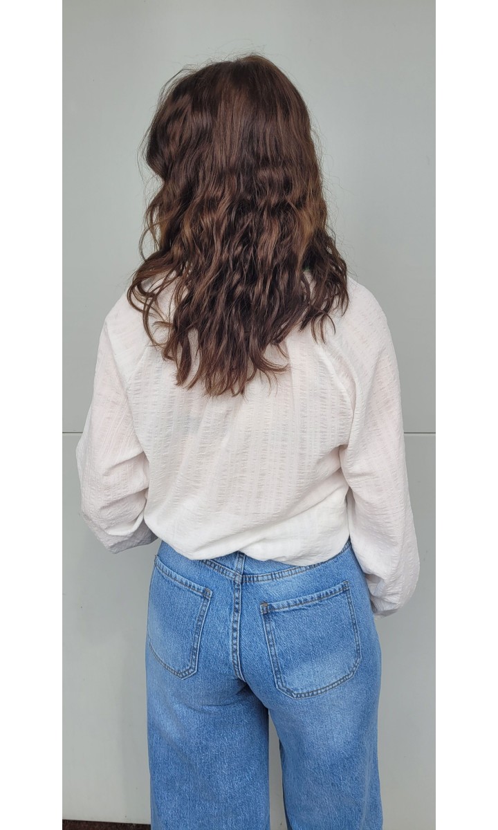 Blouse Bahia néon brodée - gaze de coton – coloris blanc, vue 2