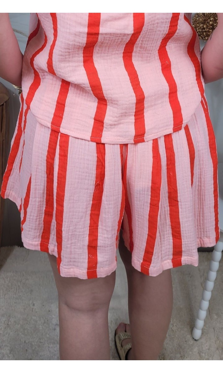 Short Lolly gaze de coton taille élastique – coloris rose, vue 3