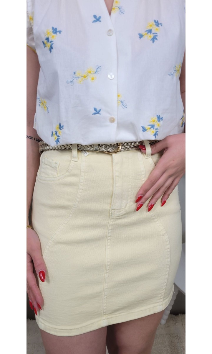 Jupe Penelope droite surpiqûres – coloris jaune, vue 2