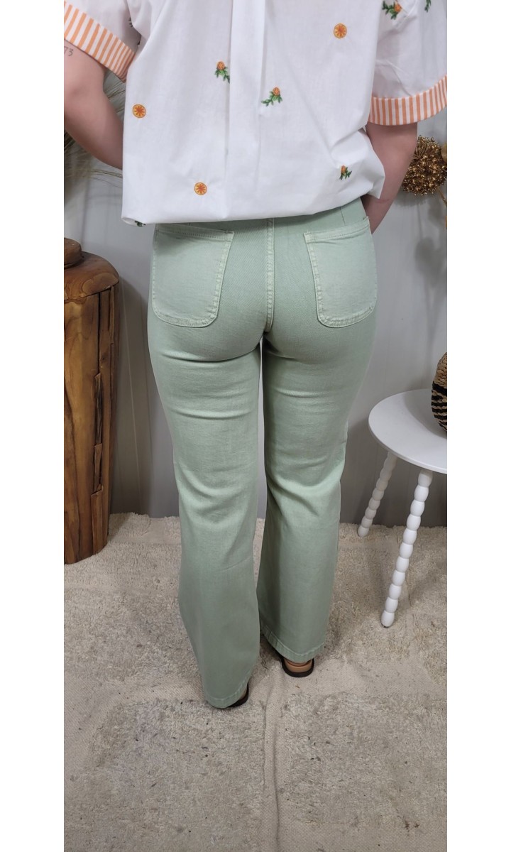 Jeans Evane flare taille haute – coloris vert, vue 3