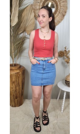 Jupe Emina droite taille haute – coloris bleu