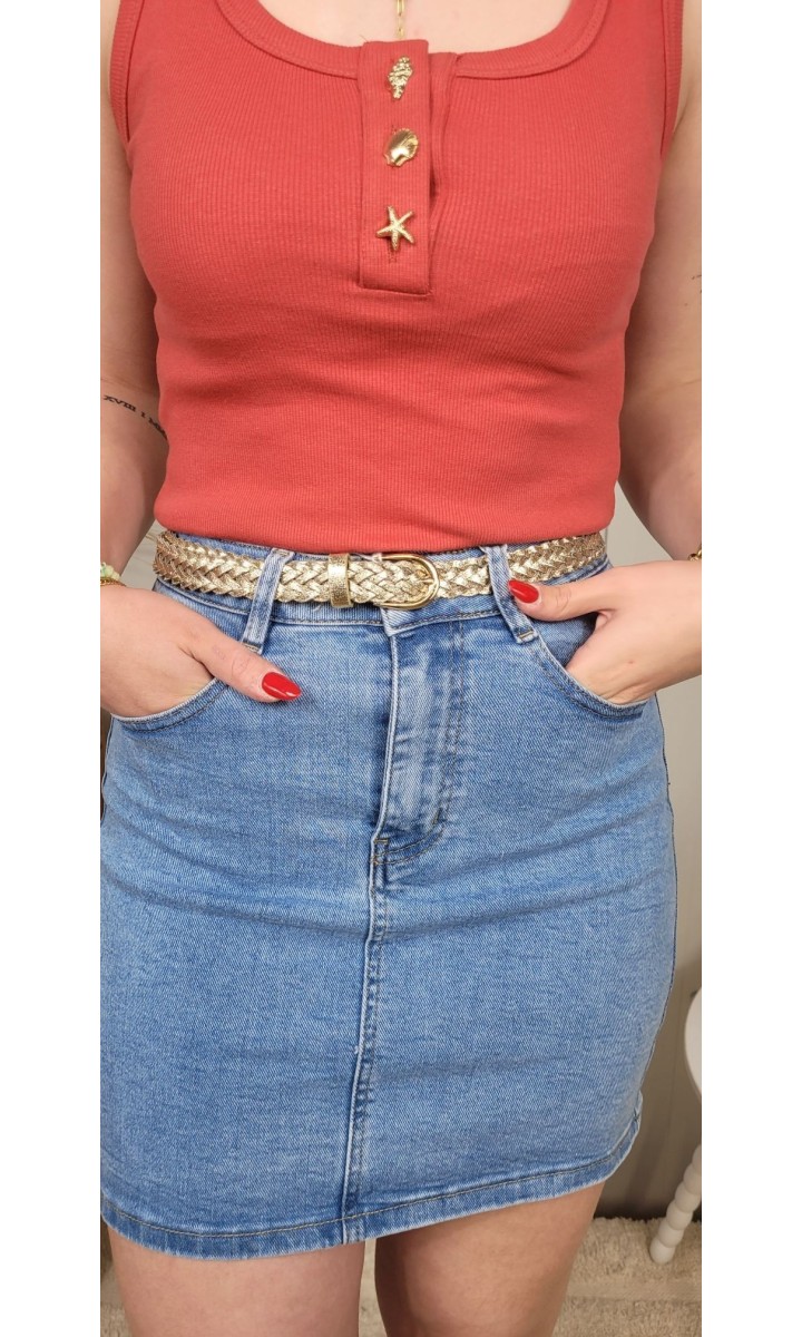 Jupe Emina droite taille haute – coloris bleu, vue 2