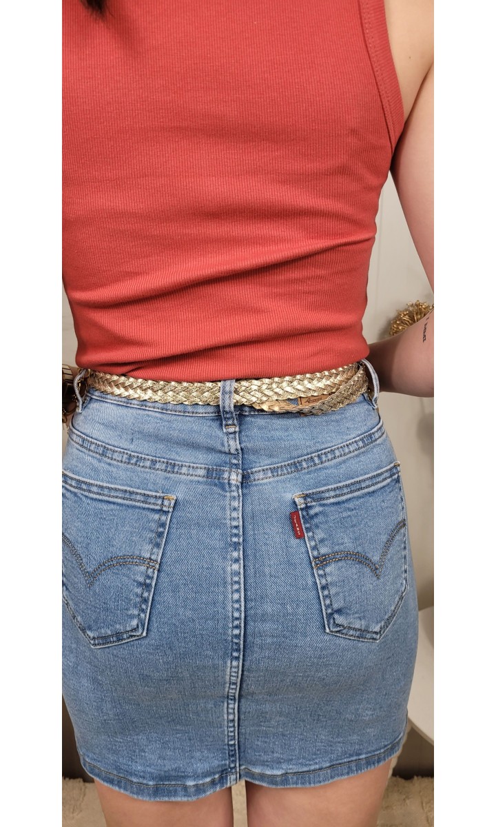 Jupe Emina droite taille haute – coloris bleu, vue 3