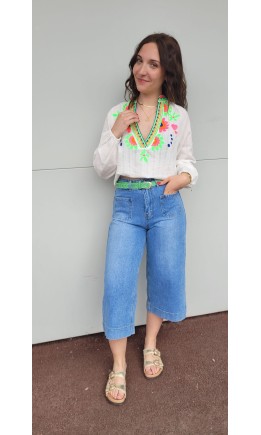 Bermuda Sailor large façon jupe-culotte – coloris bleu
