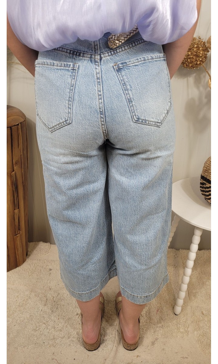Jeans 7/8 Zenaide jupe-culotte denim – coloris bleu, vue 3