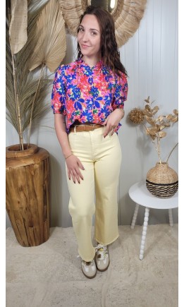 Jeans Lory wide leg pastel – coloris jaune