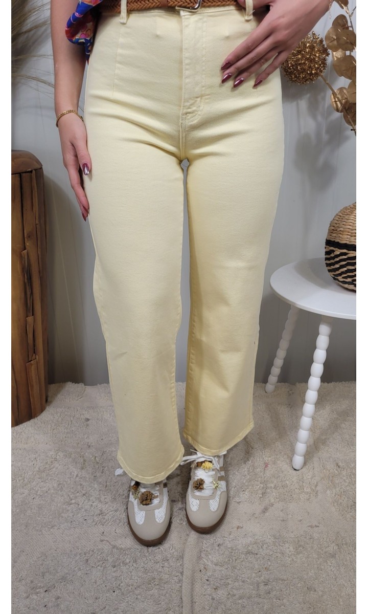 Jeans Lory wide leg pastel – coloris jaune, vue 2