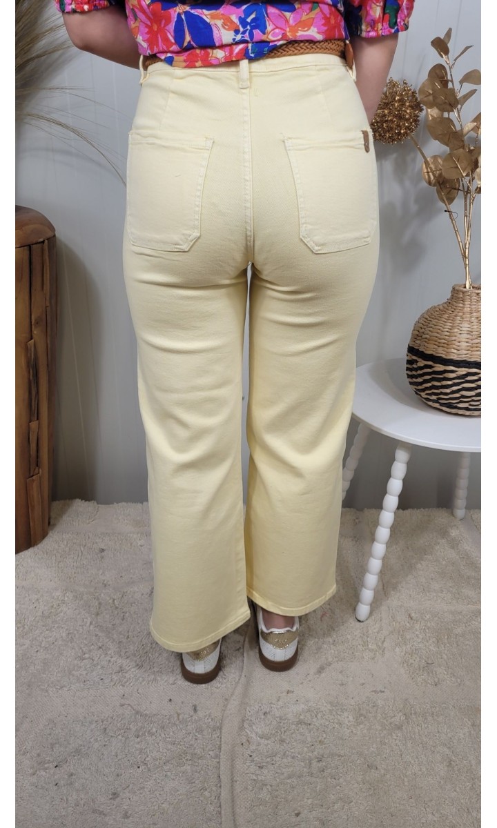 Jeans Lory wide leg pastel – coloris jaune, vue 3