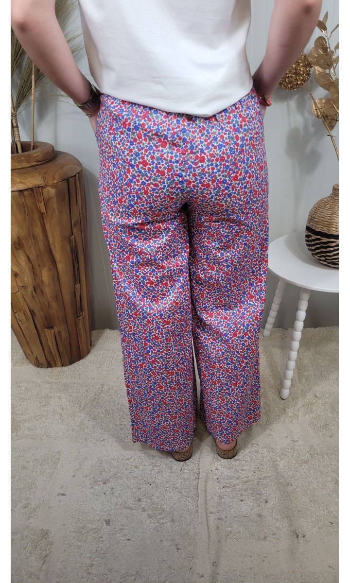 Pantalon Leopoldine fleuri - ceinture à nouer – coloris multicolore, vue 3