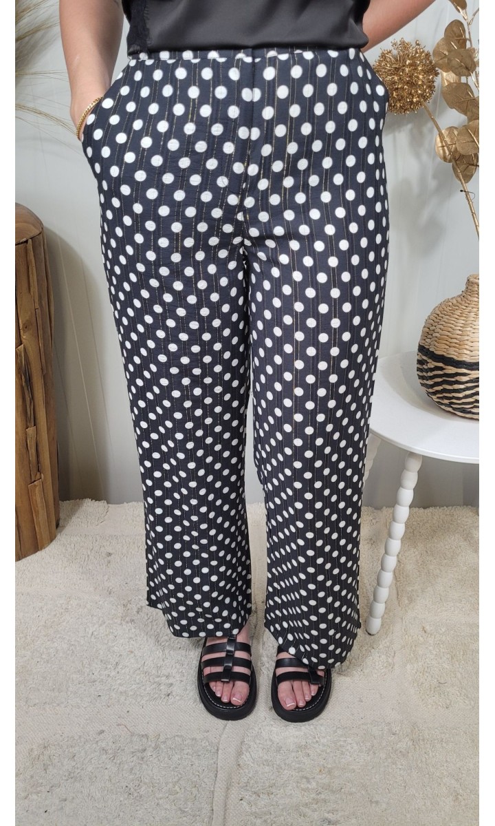 Pantalon Lila pois et lurex doré – coloris noir, vue 2