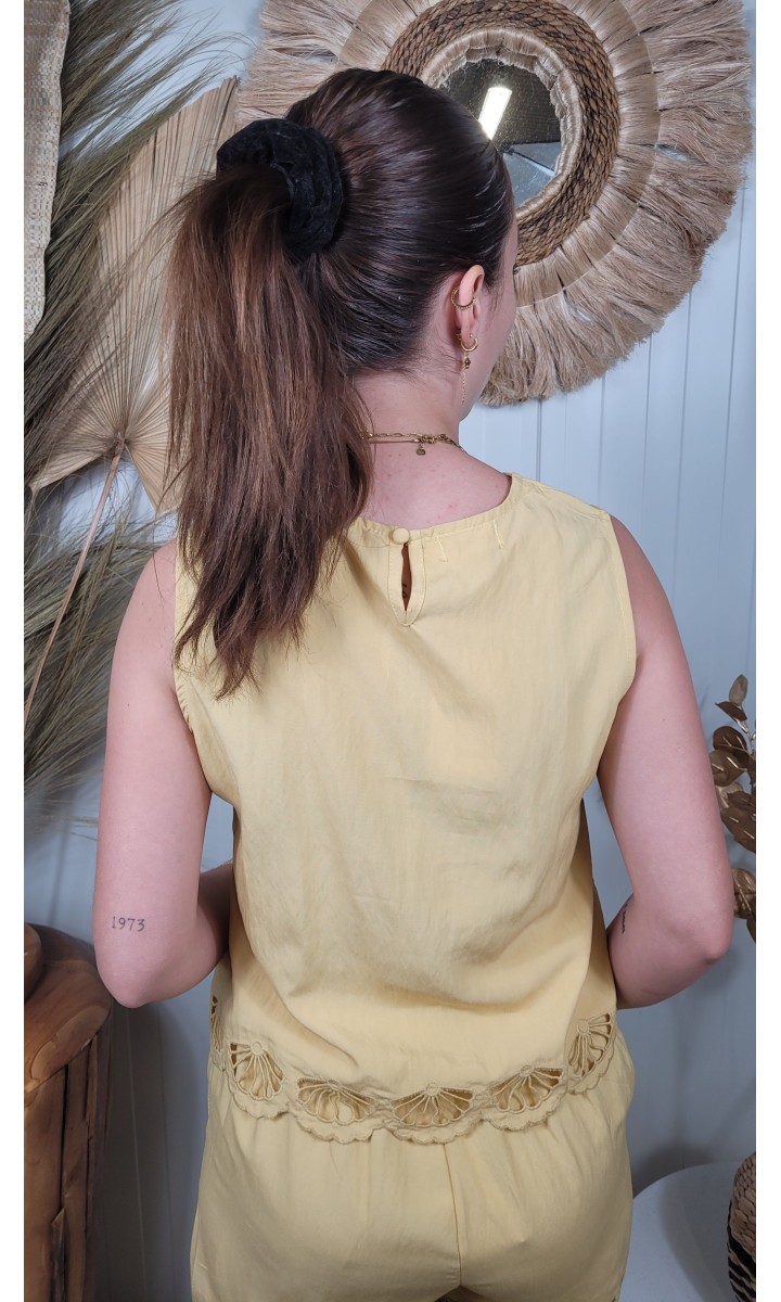 Short Jenny brodé festonné – coloris jaune, vue 2