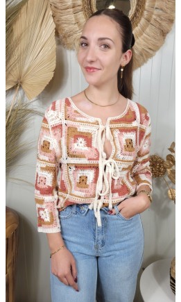 Gilet Dandy crochet géométrique – coloris multicolore