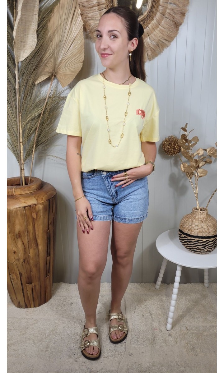 T-shirt Lova brodé Love – coloris jaune, vue 3