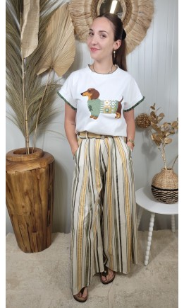 Pantalon Sandy large - ceinture incluse – coloris blanc