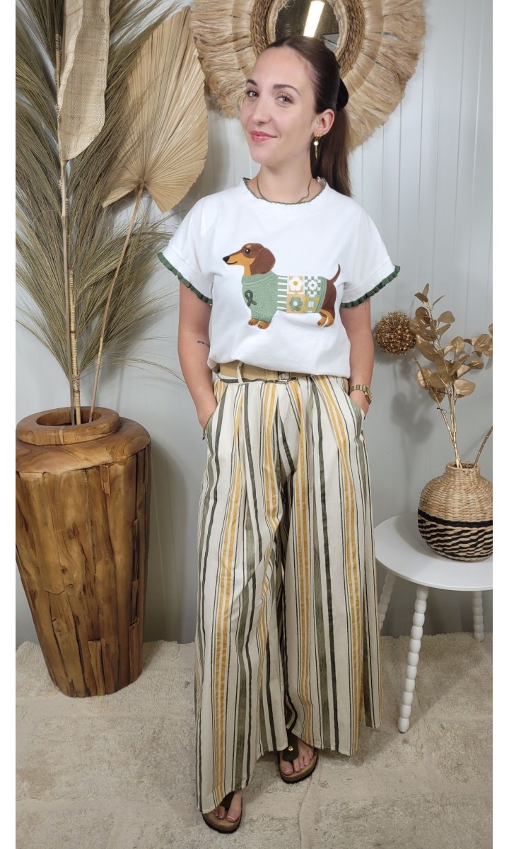 Pantalon Sandy large - ceinture incluse – coloris blanc