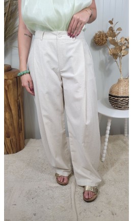 Pantalon Catherine large à pinces - lin – coloris beige