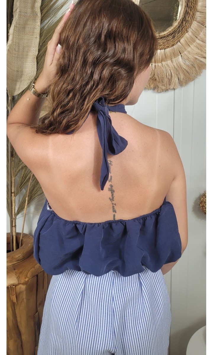Top Prisca dos nu col licou – coloris bleu marine, vue 3