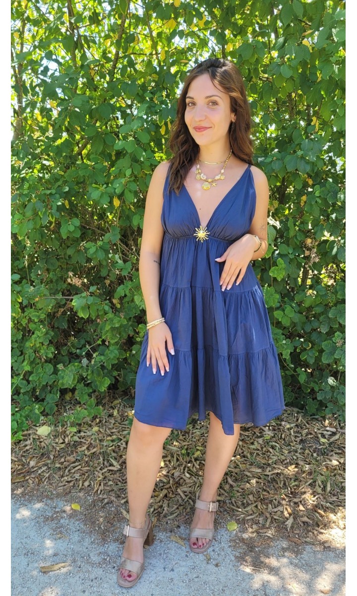 Robe Leonie empire bijou soleil – coloris bleu marine