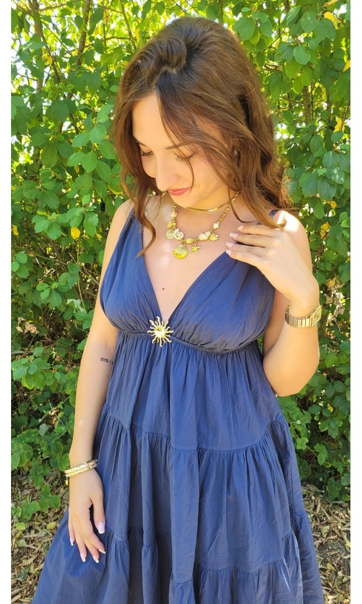 Robe Leonie empire bijou soleil – coloris bleu marine, vue 2