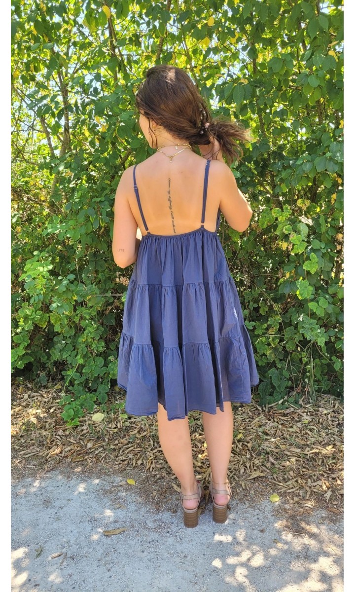 Robe Leonie empire bijou soleil – coloris bleu marine, vue 3