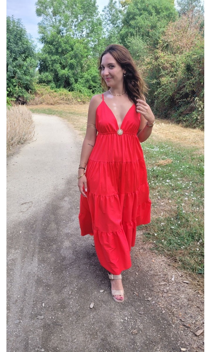 Robe Lydie rouge bijou soleil – coloris rouge, vue 3