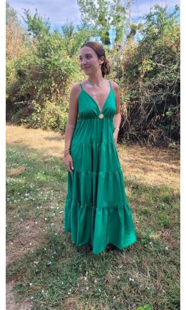 Robe Lydie verte bijou soleil – coloris vert