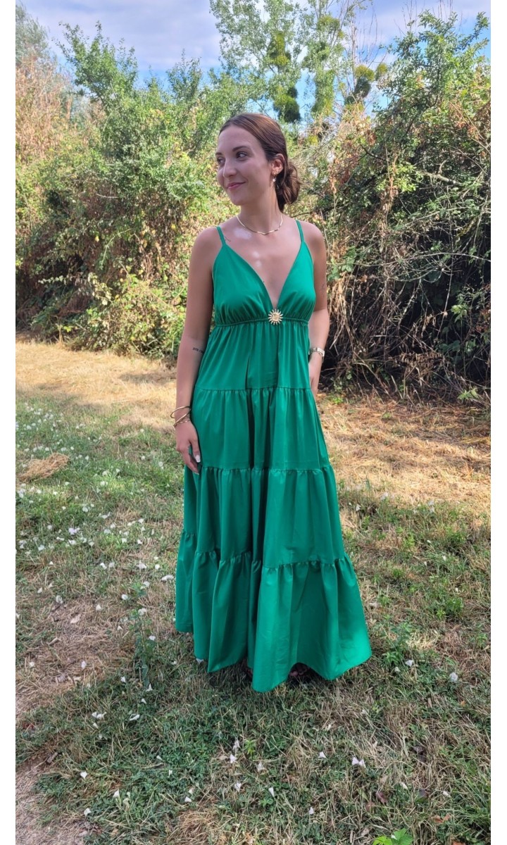 Robe Lydie verte bijou soleil – coloris vert