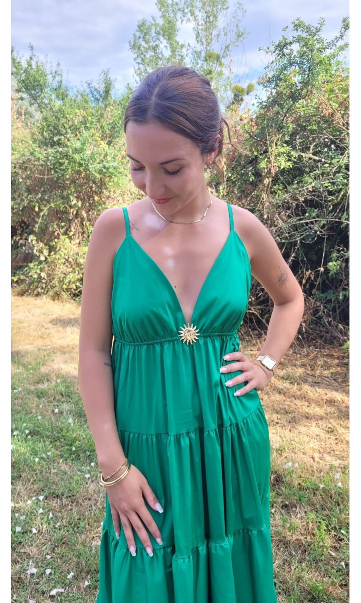 Robe Lydie verte bijou soleil – coloris vert, vue 2