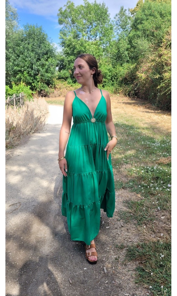 Robe Lydie verte bijou soleil – coloris vert, vue 3