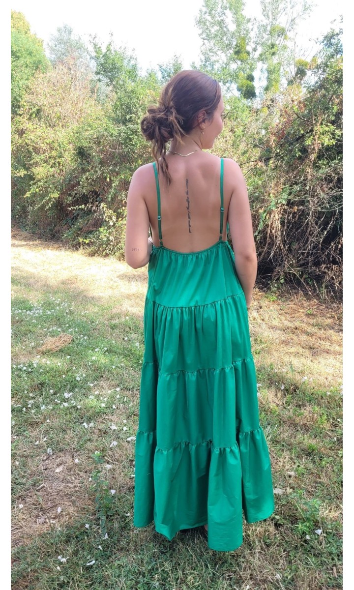 Robe Lydie verte bijou soleil – coloris vert, vue 4