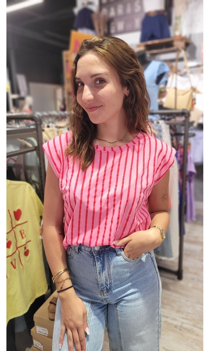 Top Uby dos nu en cœur festonné – coloris multicolore