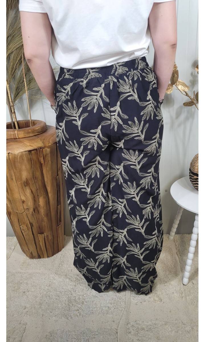 Pantalon Fleur wide leg tropical – coloris noir, vue 3