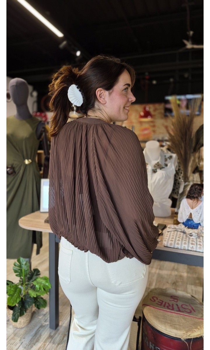 Veste Thylane bomber plissé – coloris marron, vue 5