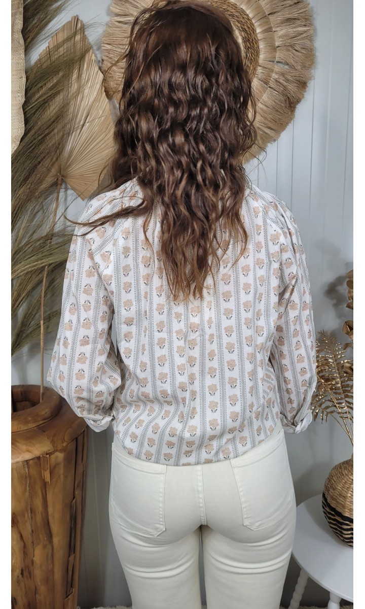 Chemise Gaetane lavallière - 100 % coton – coloris beige, vue 2