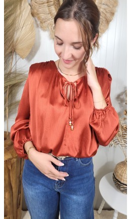 Blouse Juliette col tunisien perles
