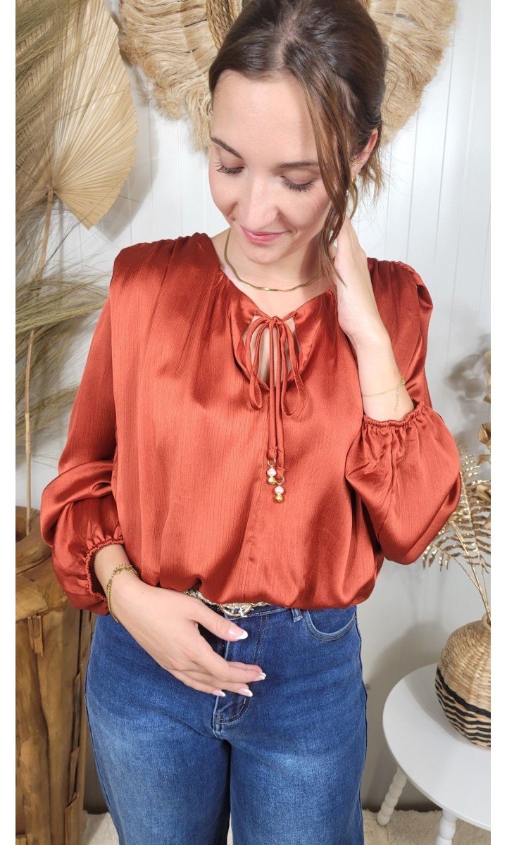 Blouse Juliette col tunisien perles